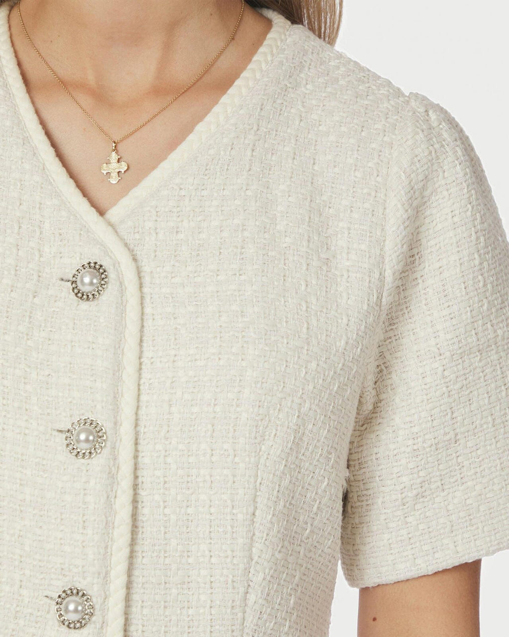 NEO NOIR Topp Faina Boucle - Offwhite