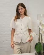 NEO NOIR Topp Faina Boucle - Offwhite