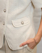 NEO NOIR Topp Faina Boucle - Offwhite