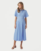 NEO NOIR Skjortekjole Baia Stripe Poplin - Light Blue