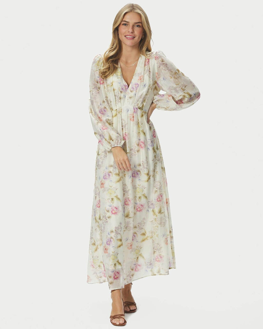 NEO NOIR Maxikjole Silfi Flower Vintage Flower - Off White