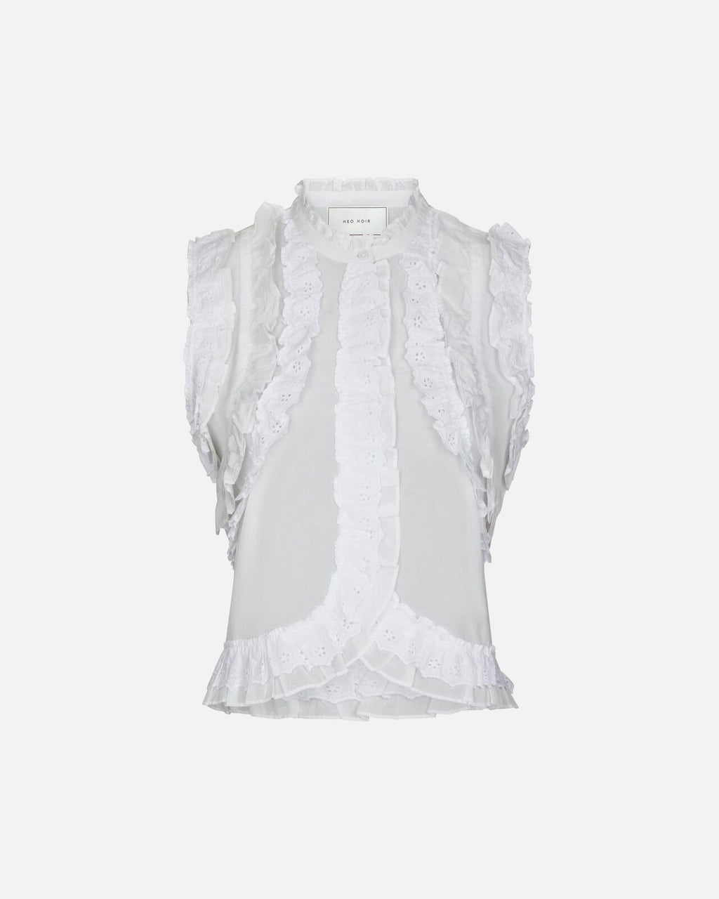 NEO NOIR Topp Celia Ruffle - White