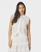 NEO NOIR Topp Celia Ruffle - White