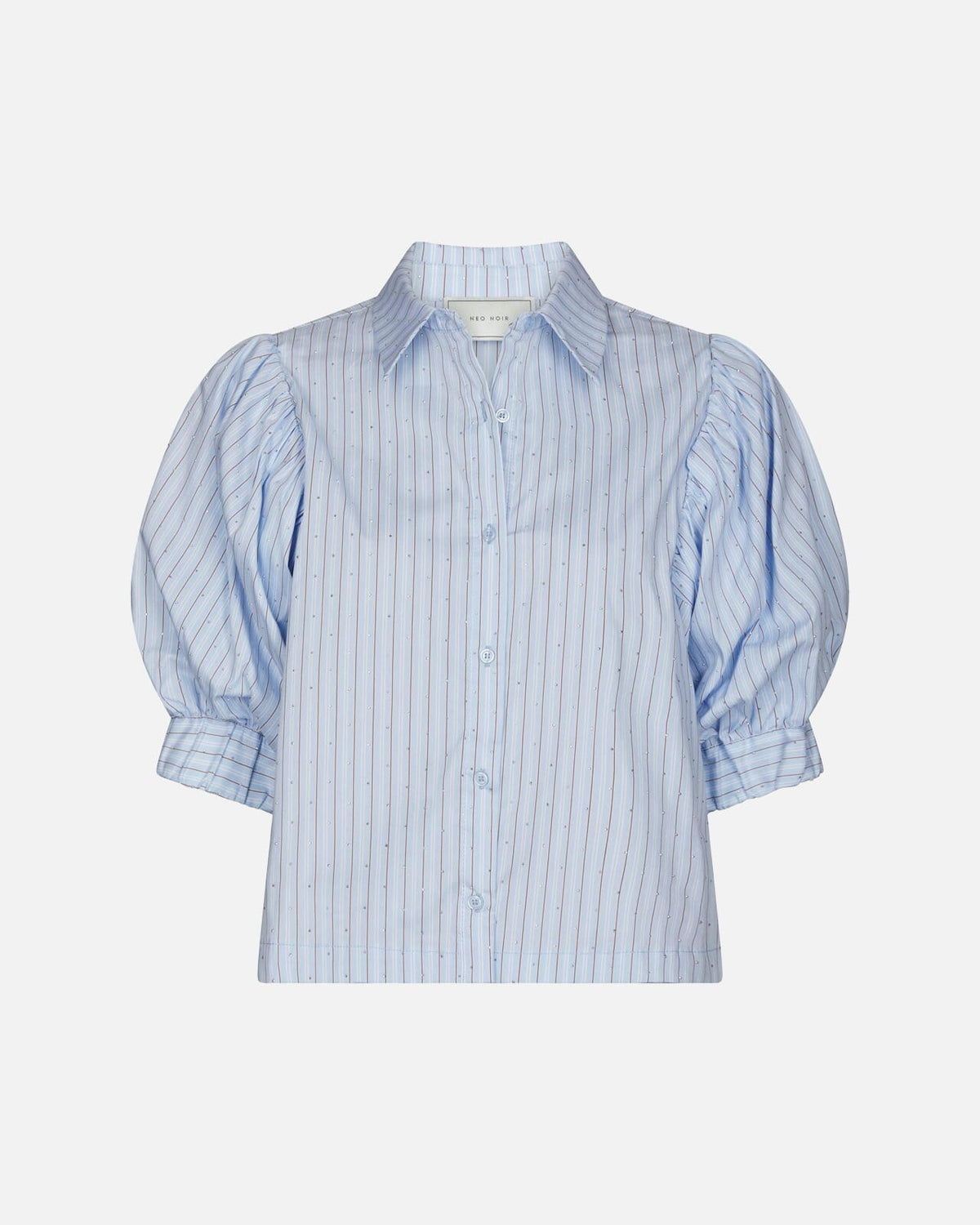NEO NOIR Skjorte Etta Stripe Stone - Light Blue