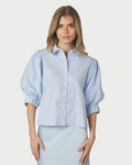 NEO NOIR Skjorte Etta Stripe Stone - Light Blue