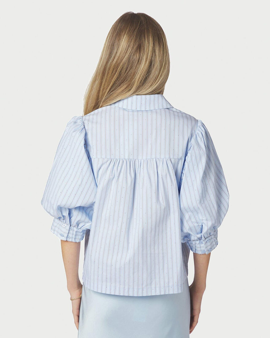 NEO NOIR Skjorte Etta Stripe Stone - Light Blue