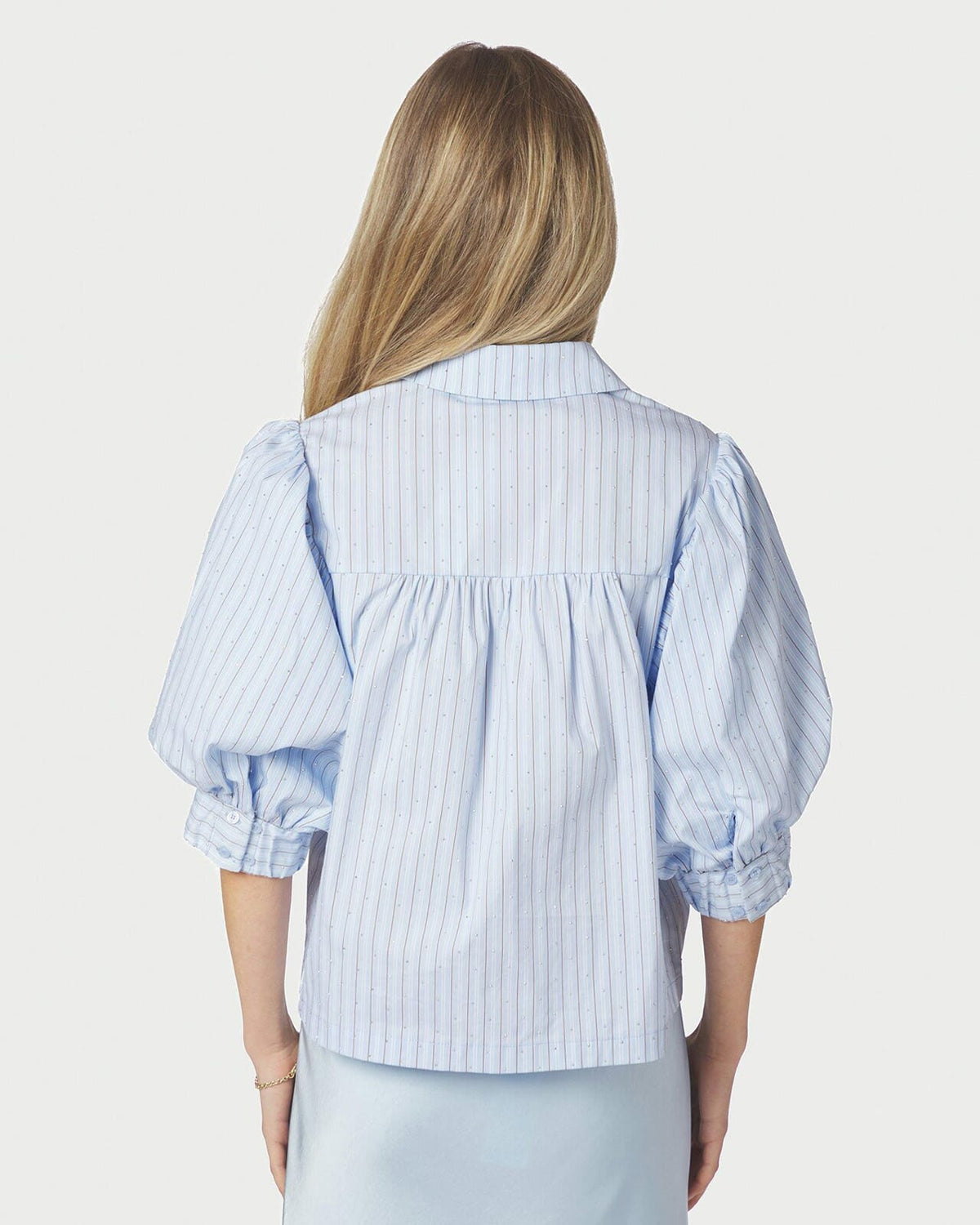 NEO NOIR Skjorte Etta Stripe Stone - Light Blue