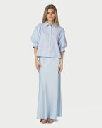 NEO NOIR Skjorte Etta Stripe Stone - Light Blue