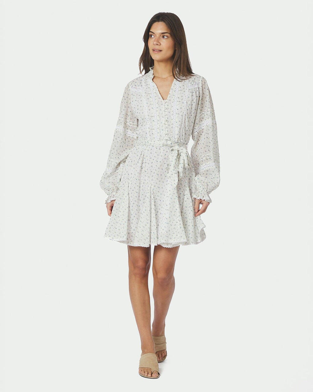 NEO NOIR Kjole Birgitte Print Flower Dress - Off White