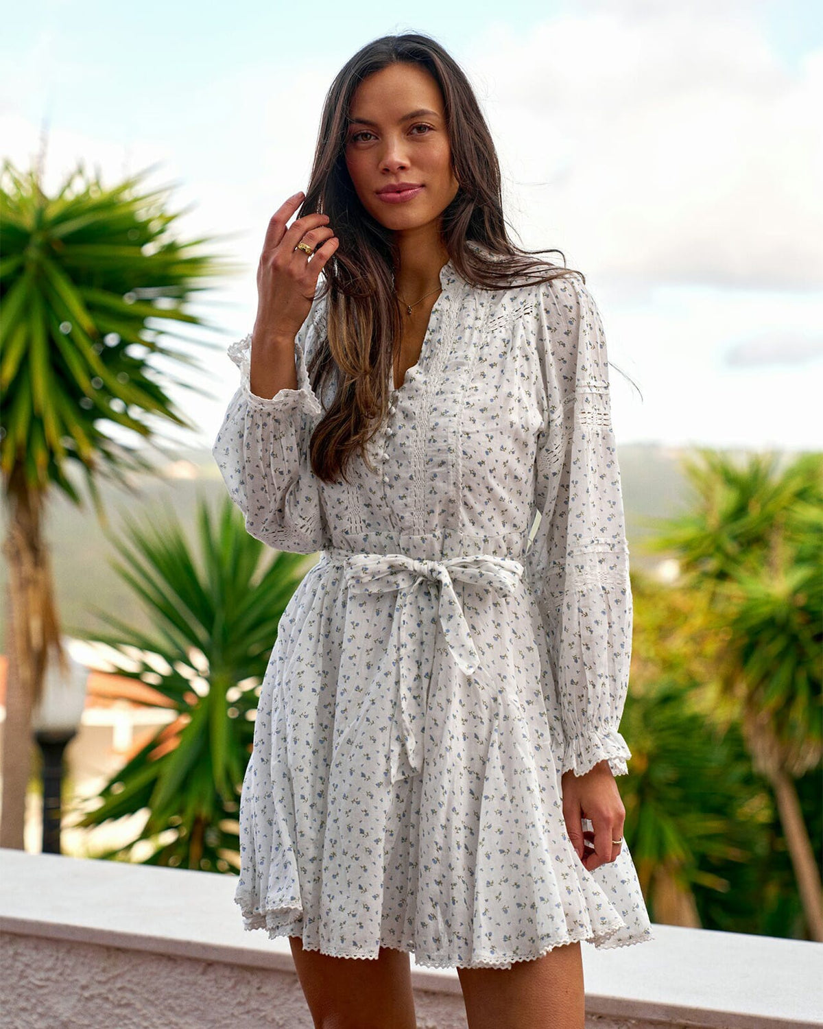 NEO NOIR Kjole Birgitte Print Flower Dress - Off White