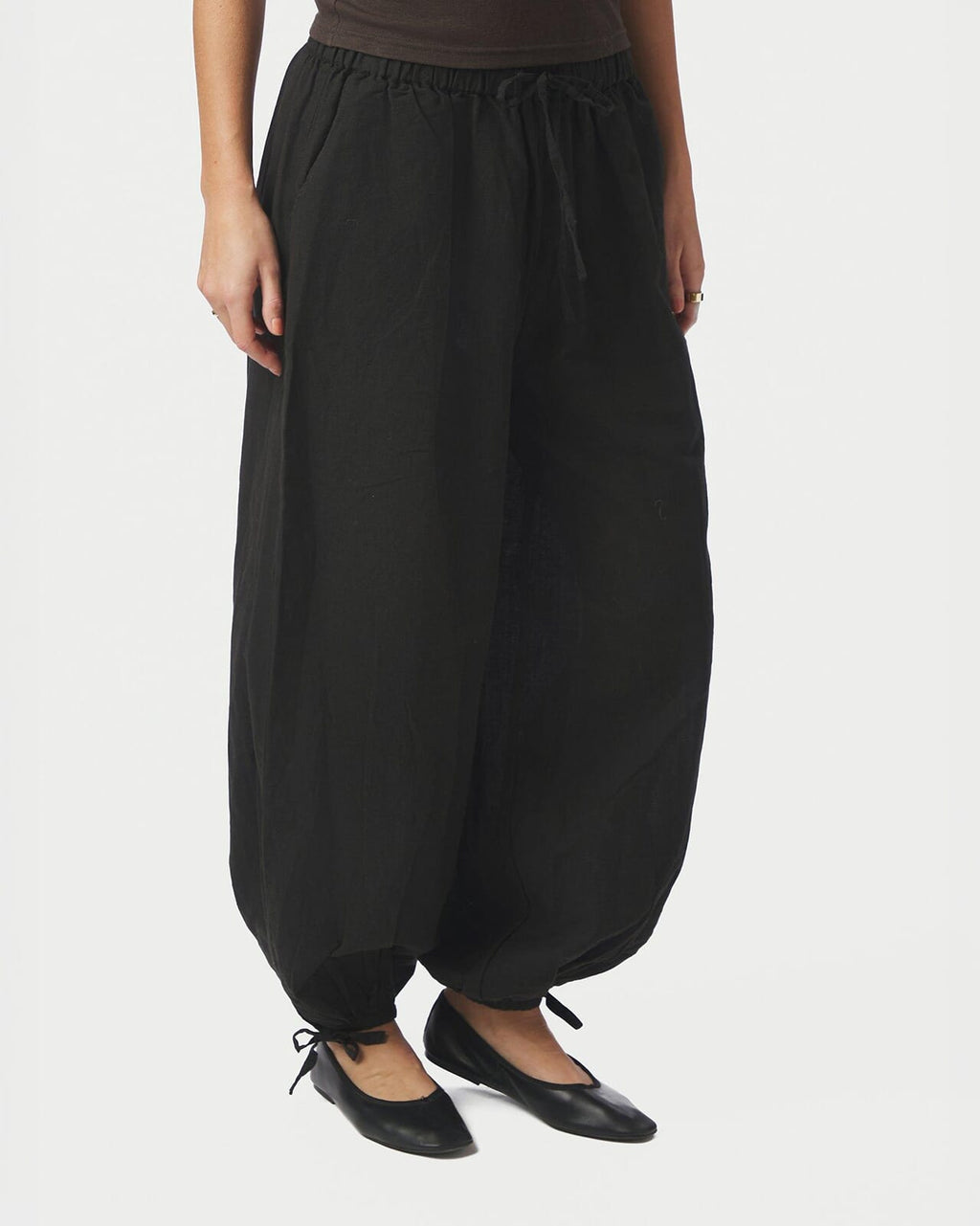 NEO NOIR Bukse Roxane Balloon Linmiks Linen Pants - Black