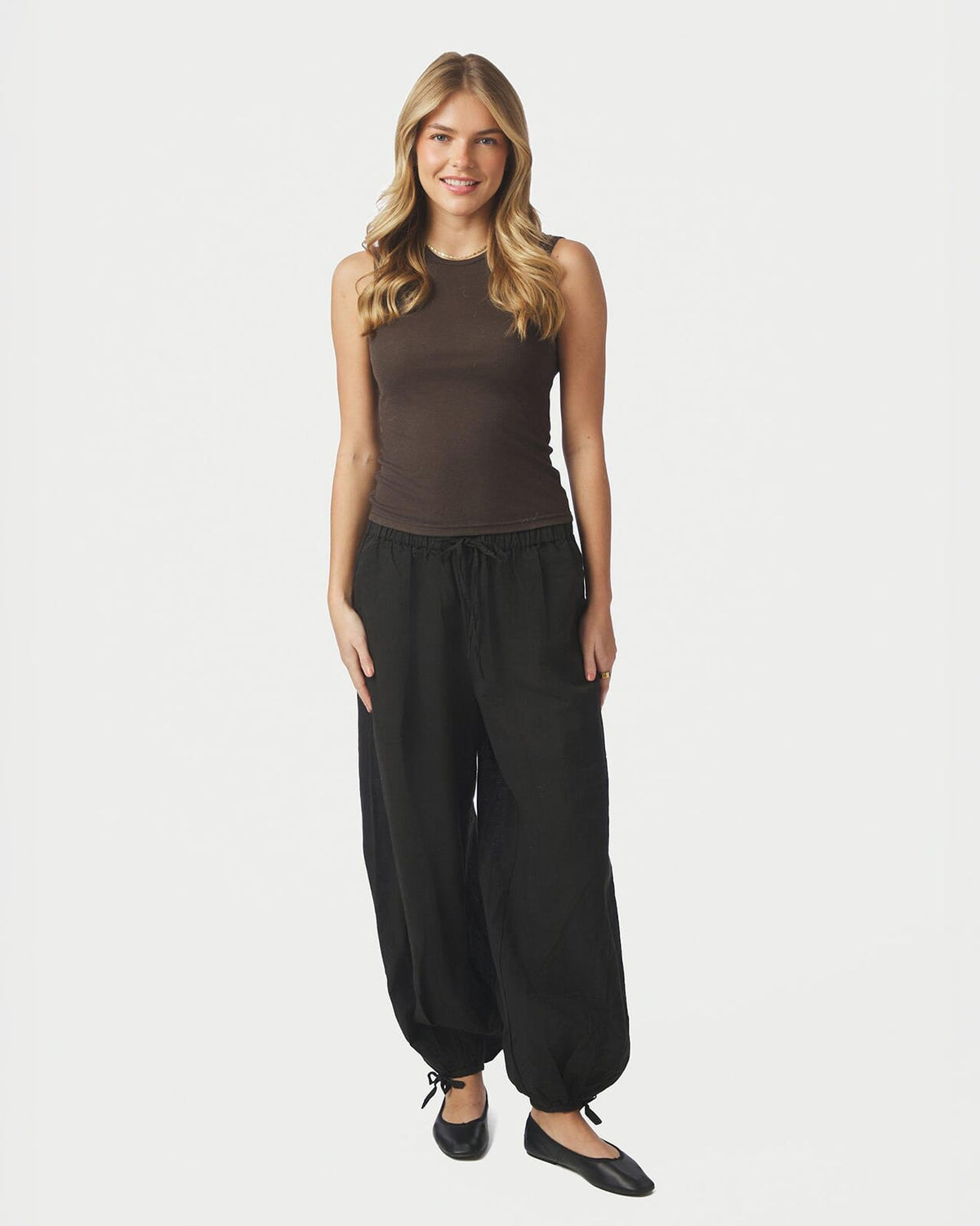 NEO NOIR Bukse Roxane Balloon Linmiks Linen Pants - Black