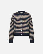 NEO NOIR Cardigan IsanaStripe Fluffy Knit - Navy striped