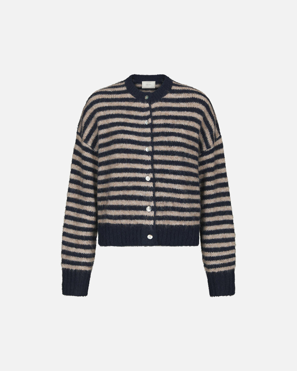 NEO NOIR Cardigan IsanaStripe Fluffy Knit - Navy striped