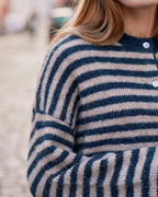 NEO NOIR Cardigan IsanaStripe Fluffy Knit - Navy striped