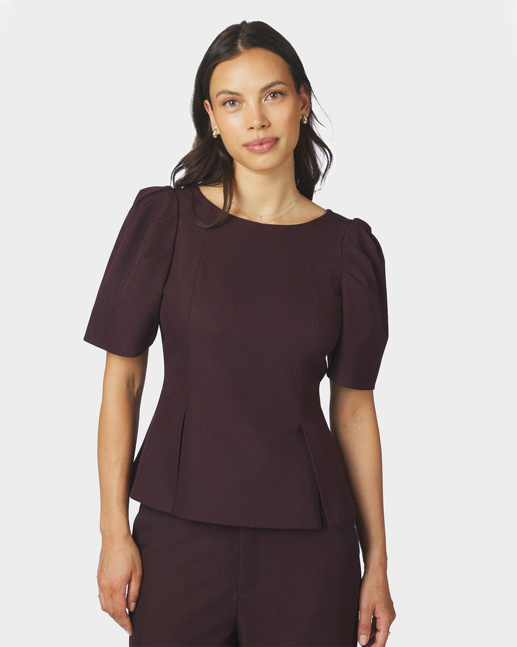 NEO NOIR Topp Mellisana Structure Blouse -Chocolate Plum