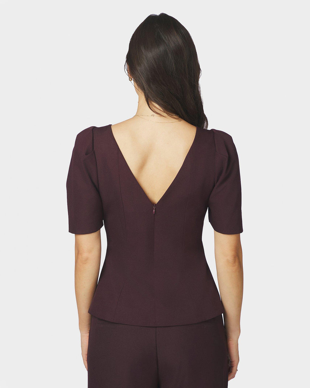 NEO NOIR Topp Mellisana Structure Blouse -Chocolate Plum