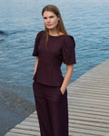 NEO NOIR Topp Mellisana Structure Blouse -Chocolate Plum