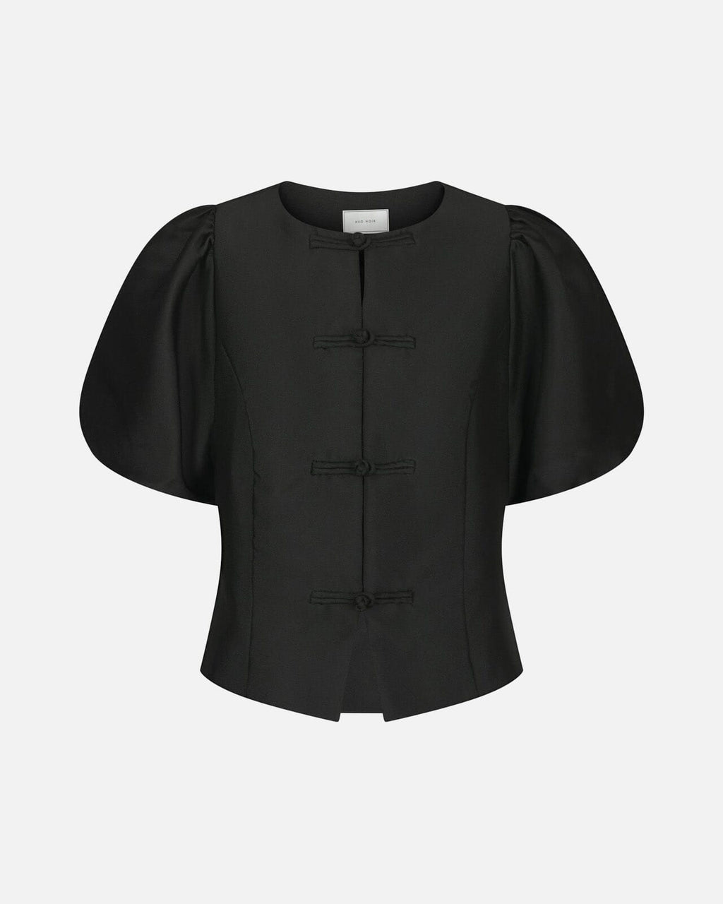 NEO NOIR Mandarin Dull Satin Blouse - Black