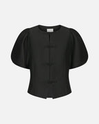 NEO NOIR Mandarin Dull Satin Blouse - Black