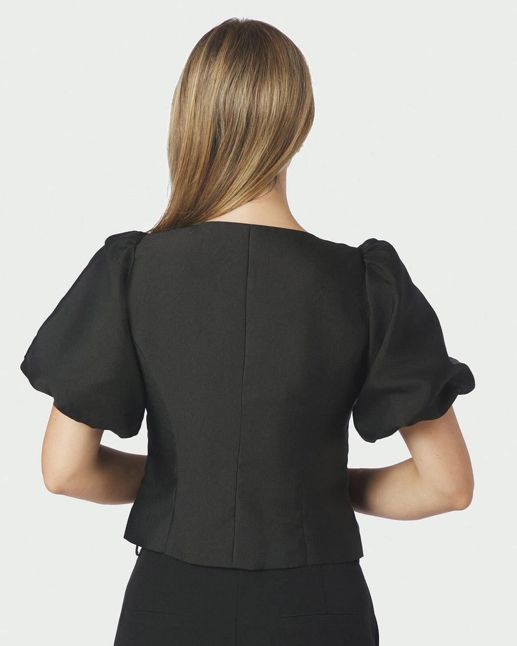 NEO NOIR Mandarin Dull Satin Blouse - Black