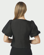NEO NOIR Mandarin Dull Satin Blouse - Black