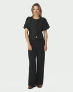 NEO NOIR Mandarin Dull Satin Blouse - Black