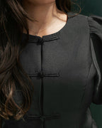 NEO NOIR Mandarin Dull Satin Blouse - Black