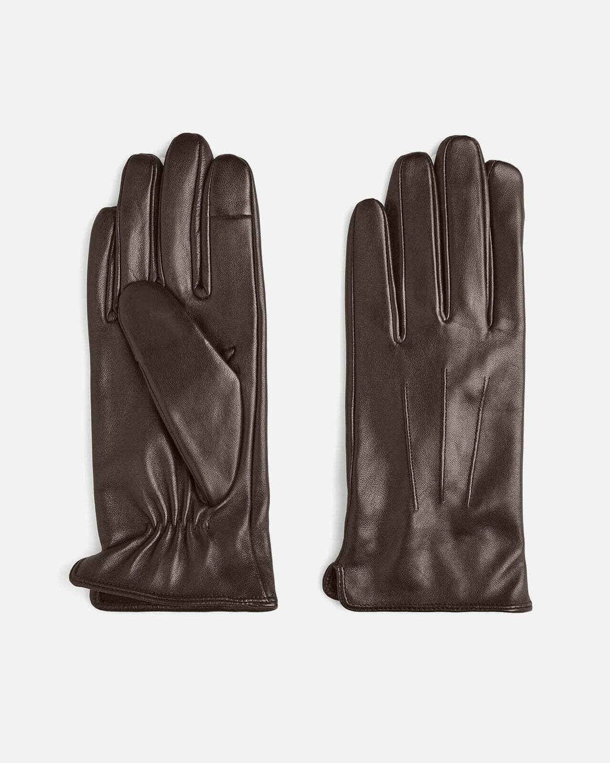 PIECES Skinnhanske Nellie Leather Smart Glove - Hot Fudge