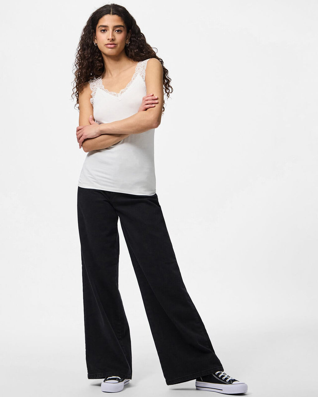 PIECES Topp Barbera Lace - Bright White