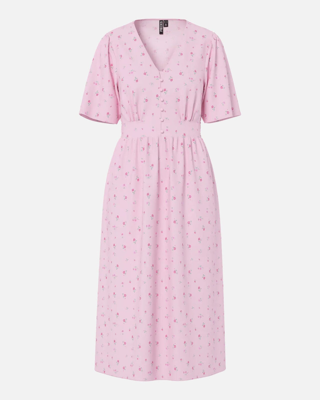 PIECES Midikjole Tala SS Midi Dress - Roseate Spoonbill/ Flower