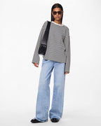 PIECES Topp Sadie LS Top - Cloud Dancer/ Black