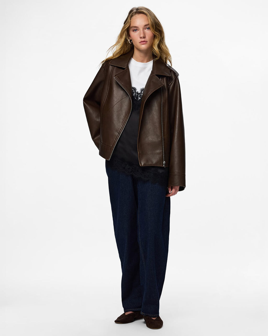 PIECES Skinnjakke Josie Biker - Hot Fudge/ Washed