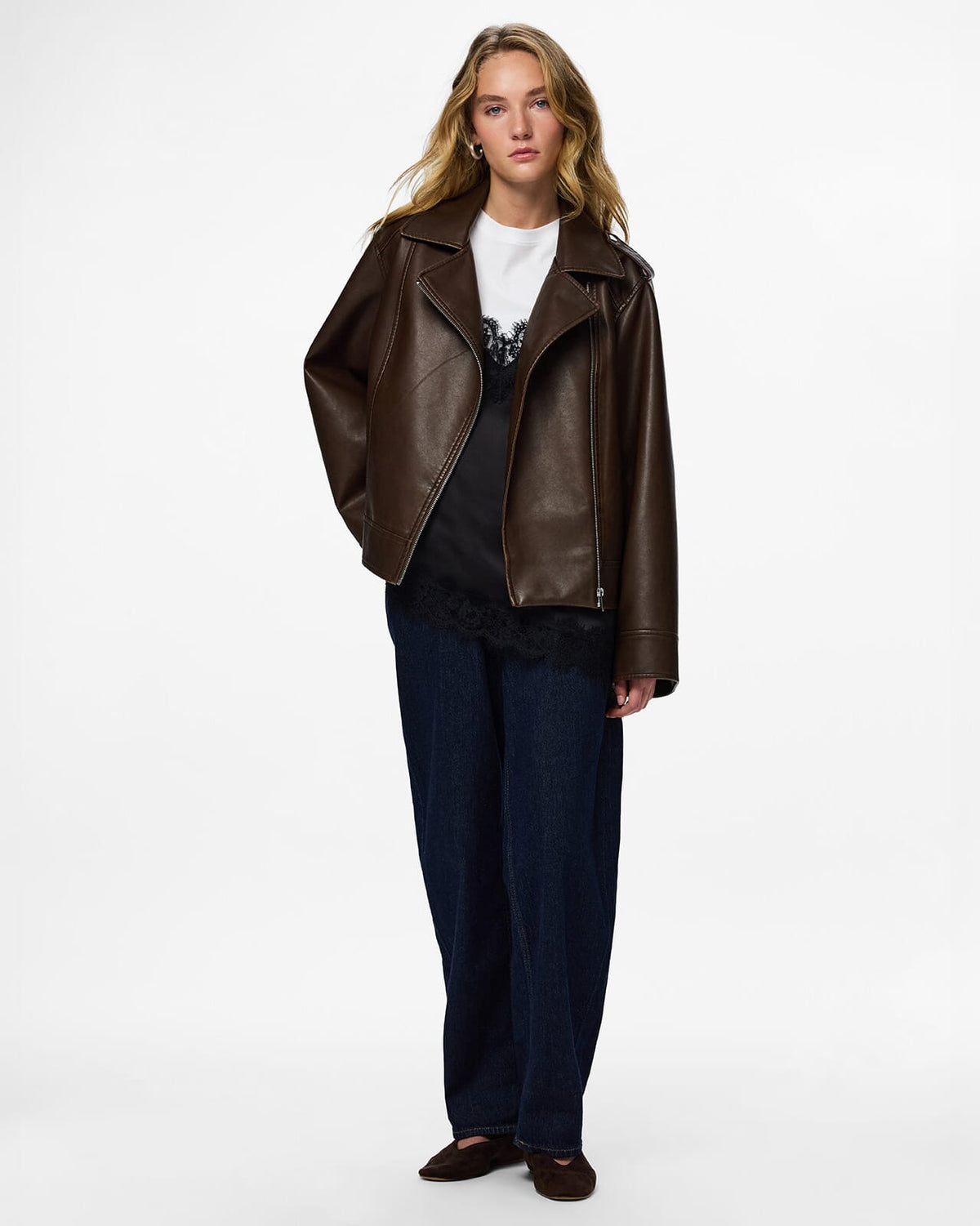 PIECES Skinnjakke Josie Biker - Hot Fudge/ Washed