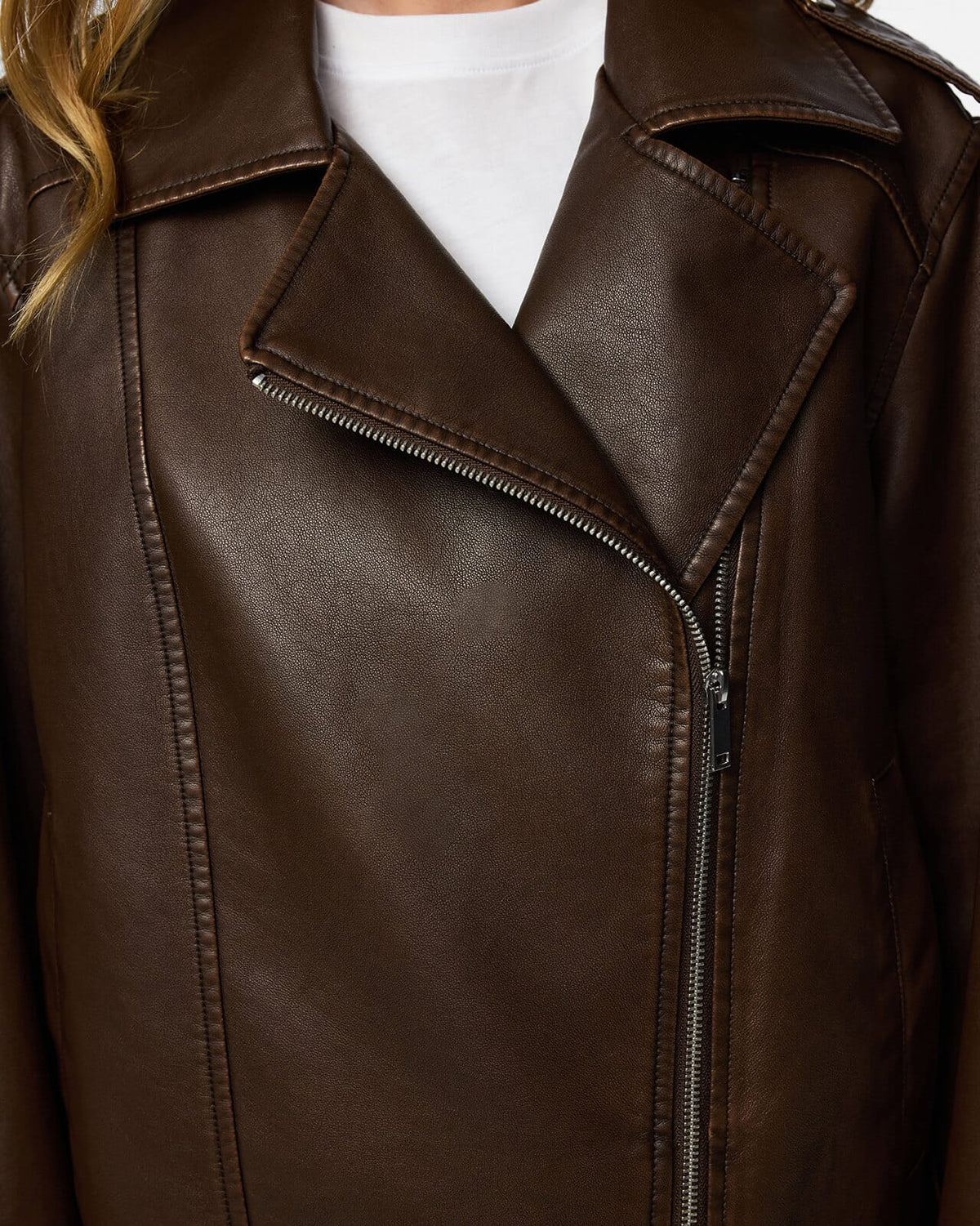 PIECES Skinnjakke Josie Biker - Hot Fudge/ Washed