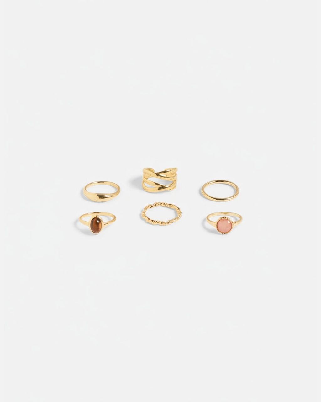 PIECES Ringer Bellis 6pk - Gold Colour/ Stone