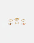 PIECES Ringer Bellis 6pk - Gold Colour/ Stone