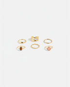 PIECES Ringer Bellis 6pk - Gold Colour/ Stone