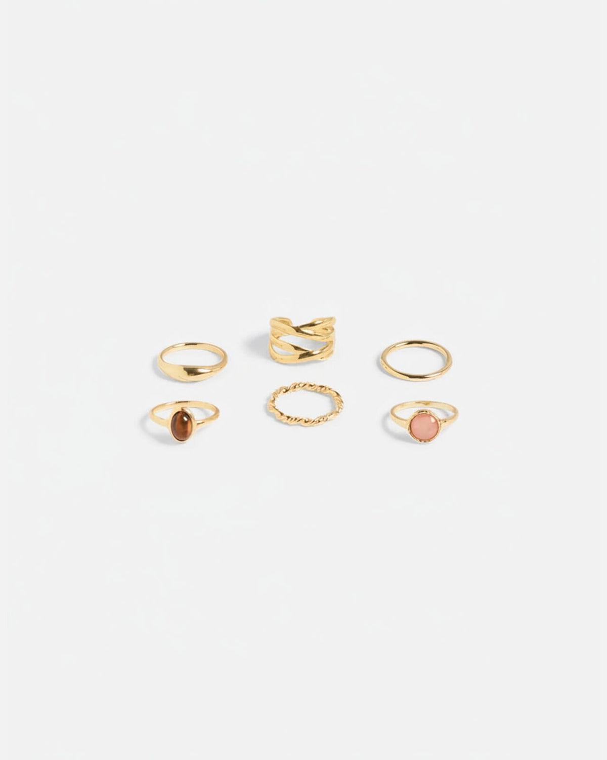 PIECES Ringer Bellis 6pk - Gold Colour/ Stone