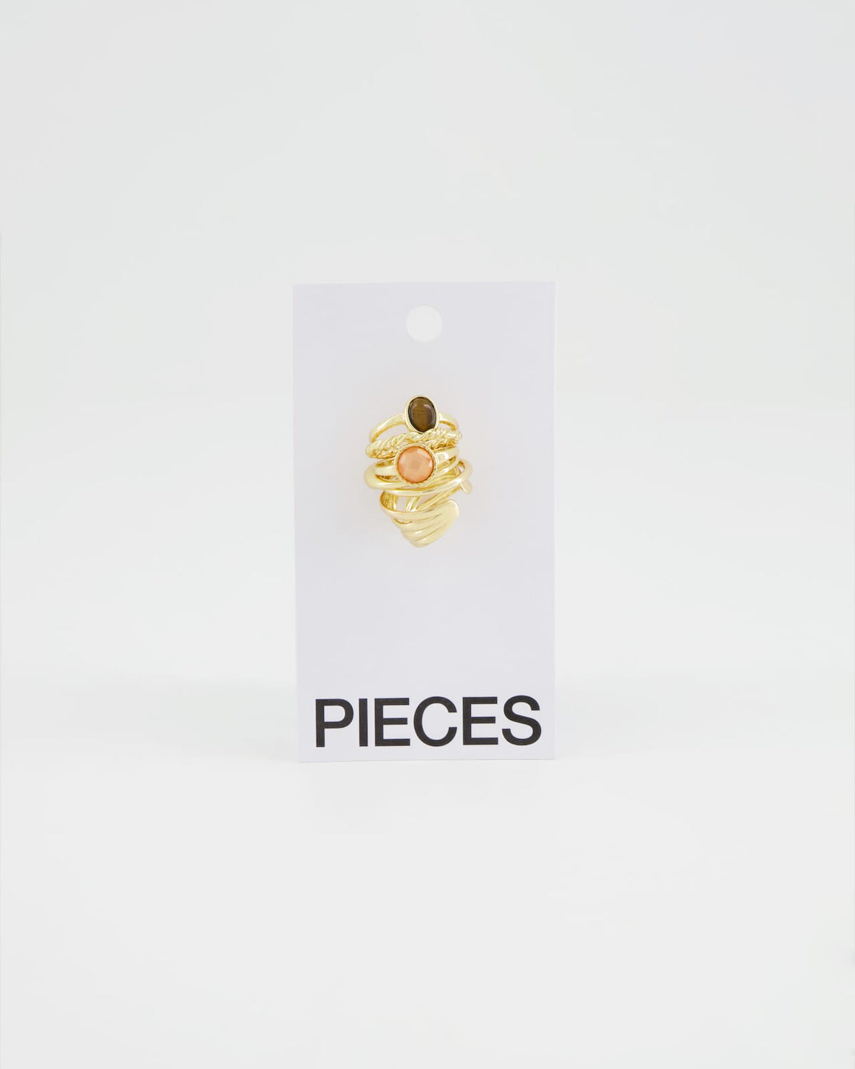 PIECES Ringer Bellis 6pk - Gold Colour/ Stone