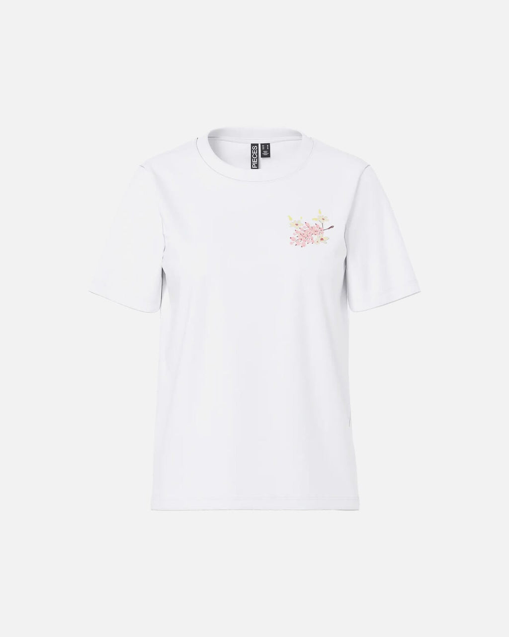 PIECES T-skjorte Brianna SS Printed - Bright White/ Pink Currants