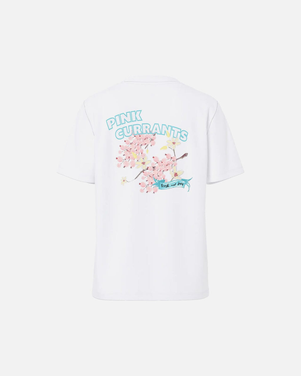 PIECES T-skjorte Brianna SS Printed - Bright White/ Pink Currants
