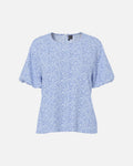 PIECES Topp Gaitlyn SS O-neck - Cashmere Blue/ Ditsy Flowers
