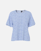PIECES Topp Gaitlyn SS O-neck - Cashmere Blue/ Ditsy Flowers