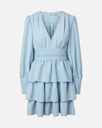 PIECES Kjole Monika LS Short - Cashmere Blue