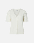 PIECES Topp Nora SS V-neck Knit - Cloud Dancer