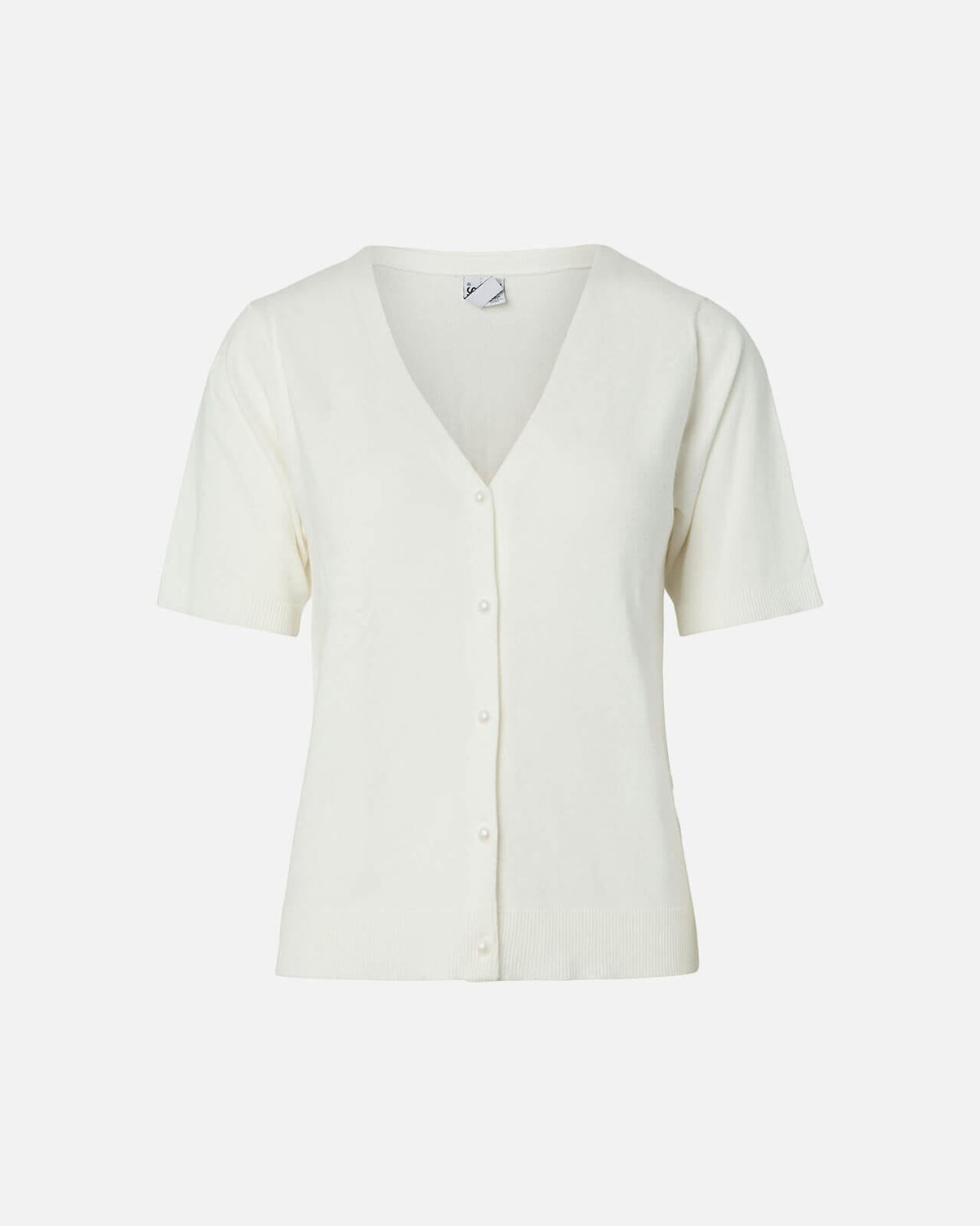 PIECES Topp Nora SS V-neck Knit - Cloud Dancer