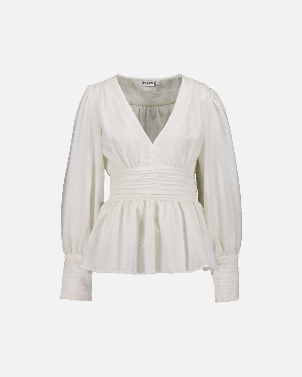 PIECES Topp Monika LS Flounce - Cloud Dancer