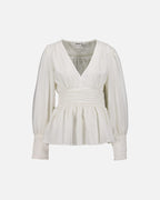 PIECES Topp Monika LS Flounce - Cloud Dancer