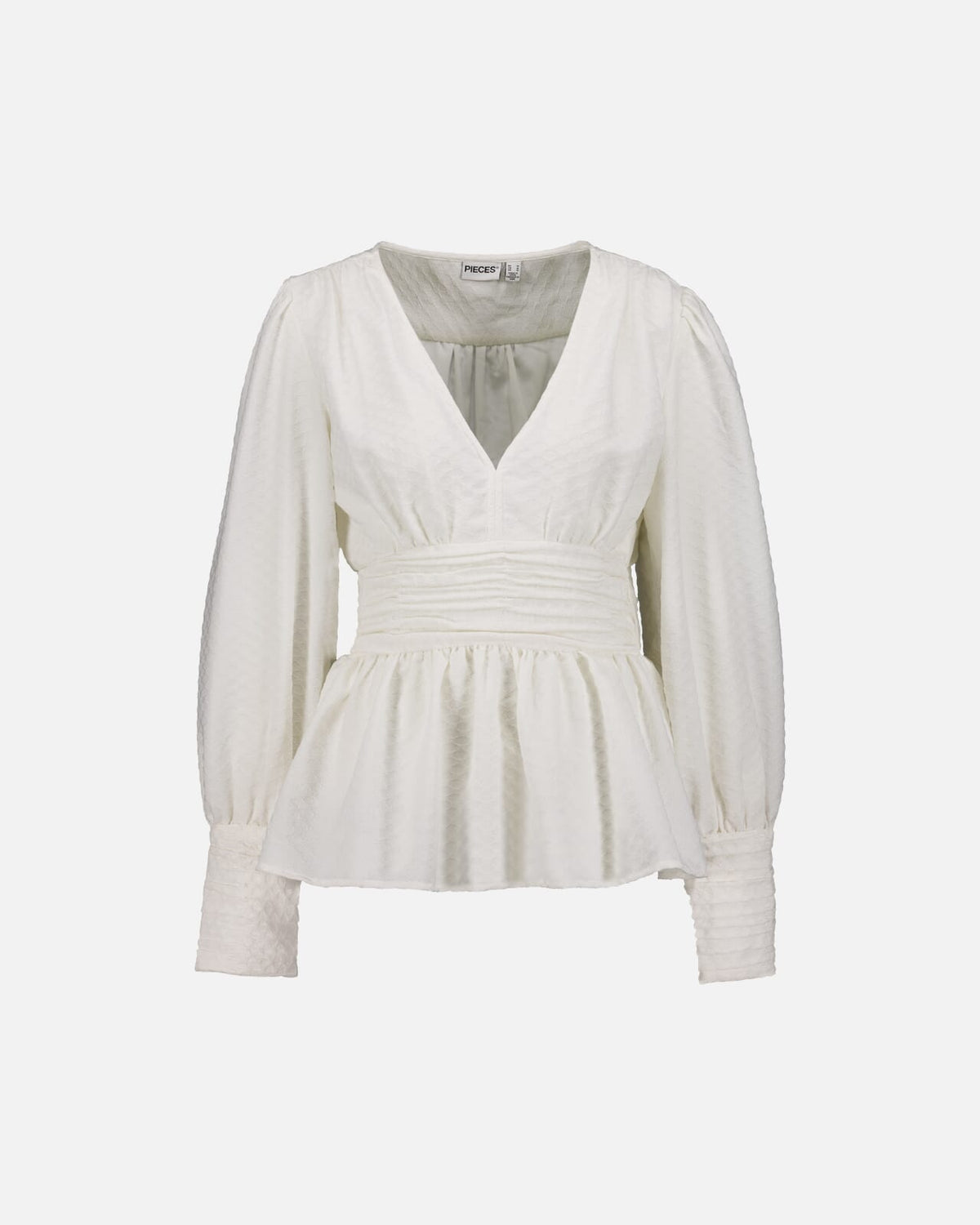 PIECES Topp Monika LS Flounce - Cloud Dancer